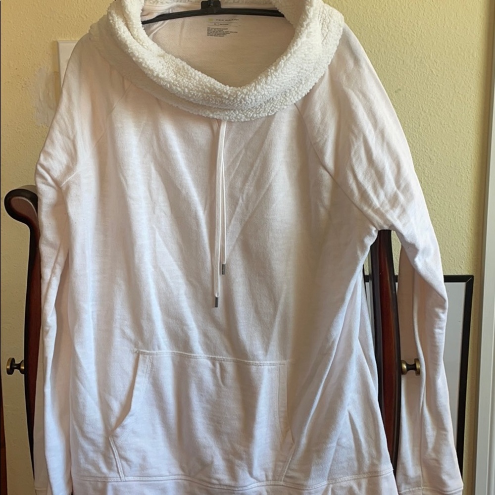 Sweatshirt with fur collar light pink